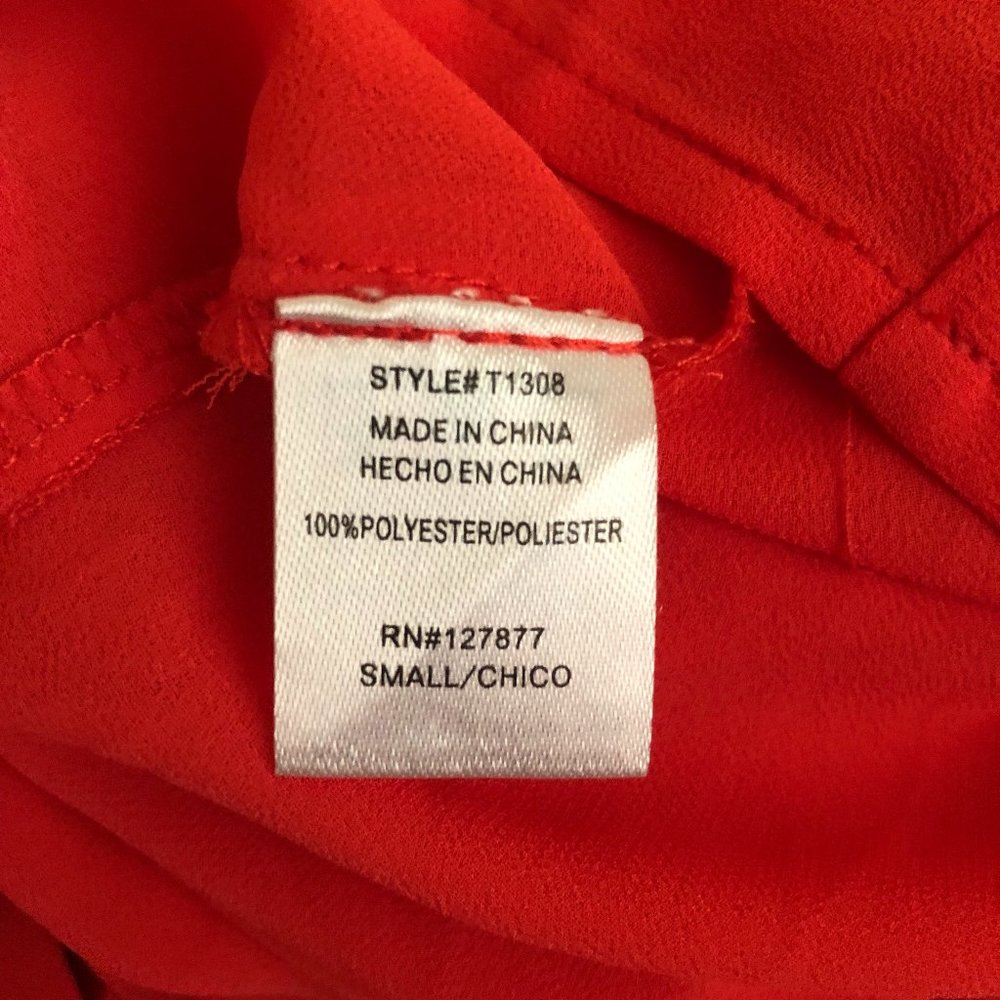 Ovi Layered Sheer Sleeveless Ruffle Blouse in Red-Orange | Size Small - Picture 8 of 10